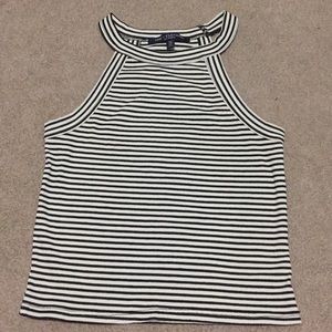 striped crop halter top